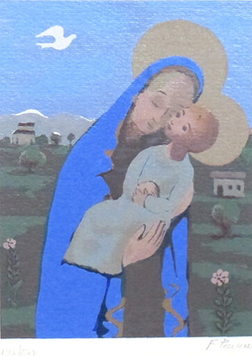 Madonna com menino Jesus e pomba, obra de Fulvio Pennacchi