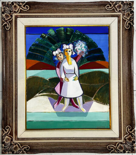 Moça e bouquet de flores, obra de Cícero Dias