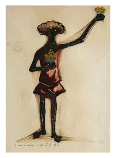 Mulher com flores, obra de Clóvis Graciano